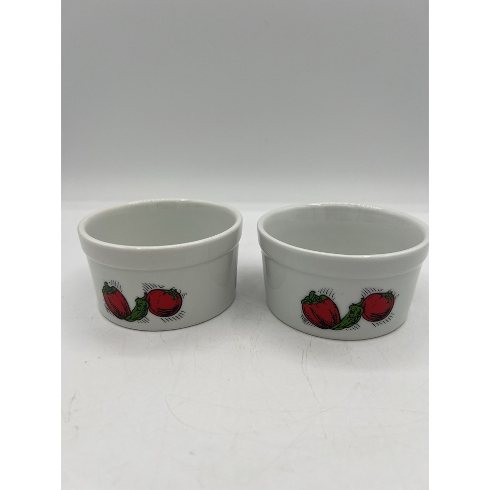 🌶️ VTG Houston Foods Ceramic Salsa/Tidbit Bowls Set of 2 – 1995 Peppers Design